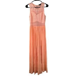 New Without Tags Material Girl Sz Small Sleeveless Peach Womens Lace Maxi Dress